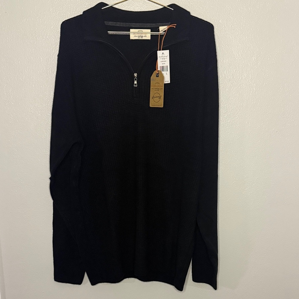 Weatherproof Men's 1/4 zip L Black Sweater NWT